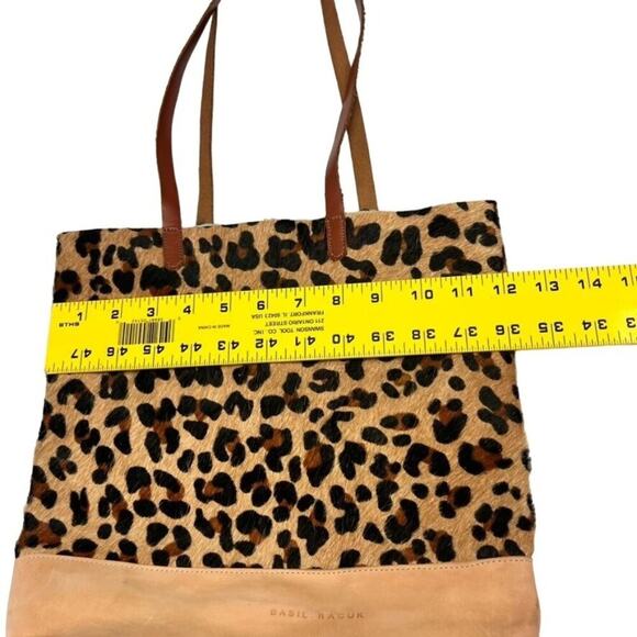 BASIL RACUK Women's Leather With Fur & Leopard Print Patch Sack Shoulder Bag - Picture 7 of 7